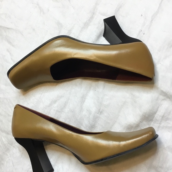 Nine West 9M tan Leather Square Toe High Heel Pump - Picture 6 of 8